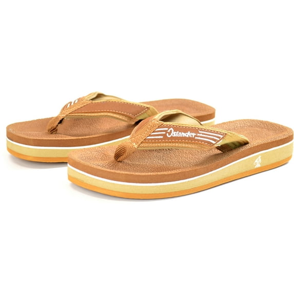 Islander Men Women All-Weather Comfortable Beach Flip-Flop Sandals Slippers - Brown - M7/W9
