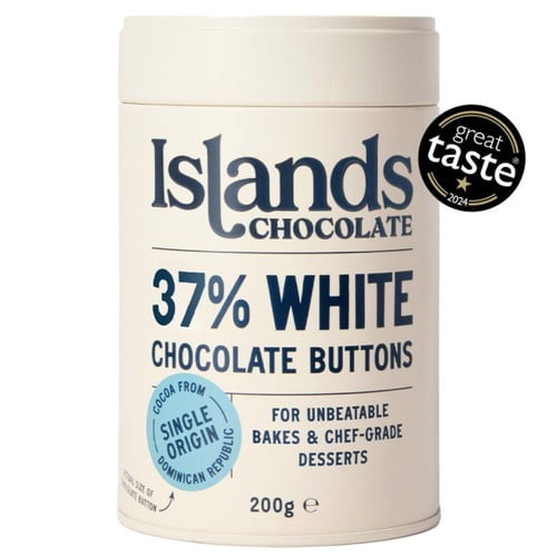 Islands Chocolate 37% White Chocolate Button Tin 200g, British Import (Pack of 2)