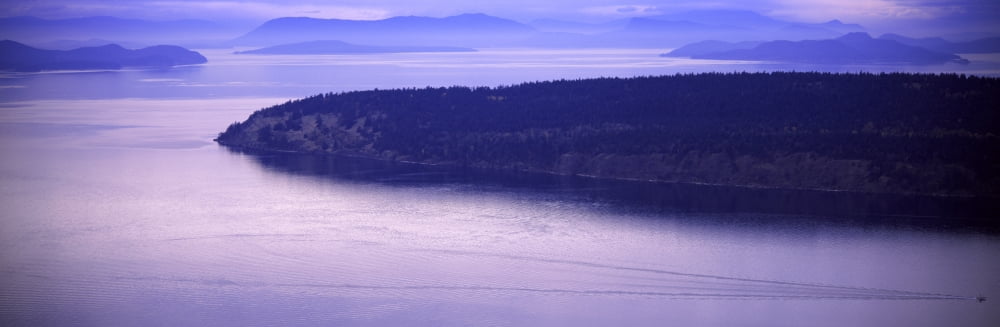 Islands in the Pacific ocean Orcas Island Turtleback Mountain San Juan Islands San Juan County Washington State USA Canvas Art - Panoramic Images (27 x 9)