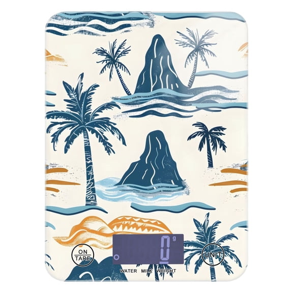 Islands Trees Food Scale Digital Kitchen Scale Waterproof Tempered Glass Tare Function 11 lb for Baking Cooking Meal Prep
