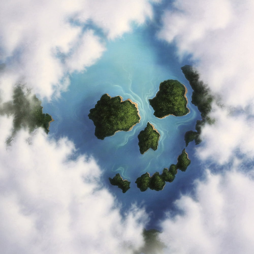 Islands framed by clouds forming a skull Canvas Art - Jerry LoFaroStocktrek Images (28 x 28)