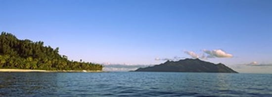 Islands in an ocean North Island Silhouette Island Seychelles Canvas Art - Panoramic Images (36 x 13)