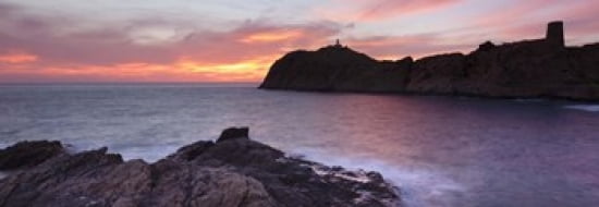 Islands in the sea La Pietra Genoese Tower Phare De La Pietra LIle-Rousse Balagne Corsica France Canvas Art - Panoramic Images (36 x 13)