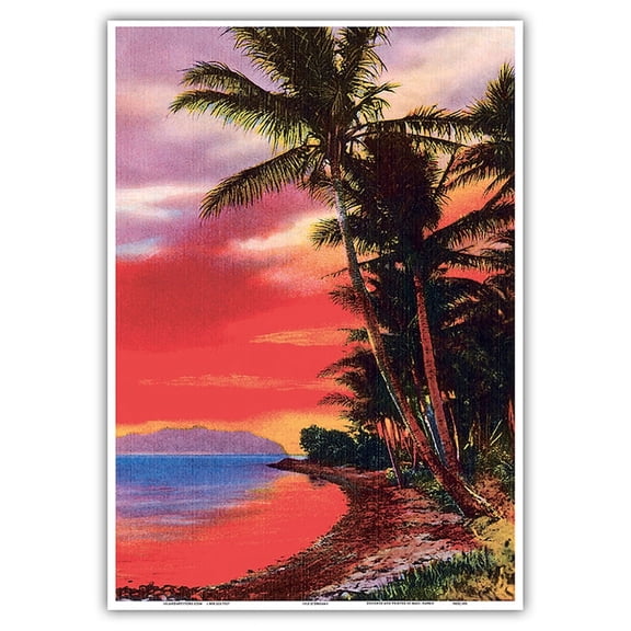 Isle O’ Dreams Hawaii - Vintage Hawaiian Color Postcard c.1930s - Master Art Print 10in x 14in