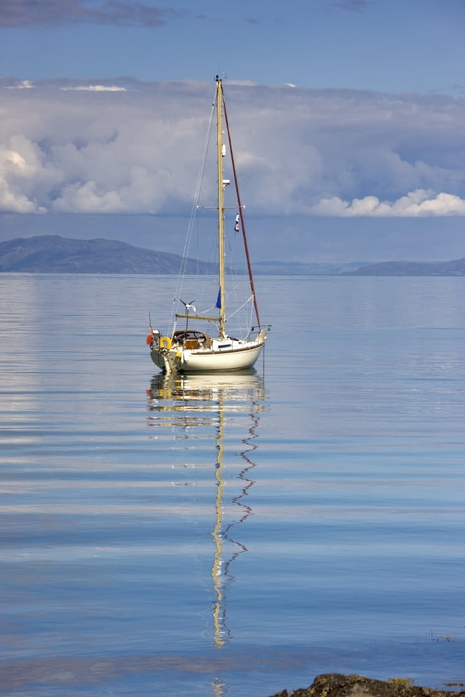 Isle Of Colonsay Scotland Sailboat On The Ocean Canvas Art - John Short Design Pics (12 x 18)