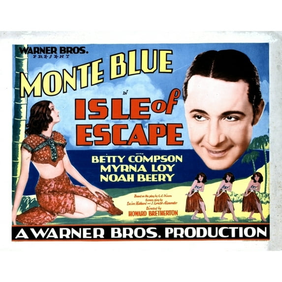 Isle Of Escape From Left Myrna Loy Monte Blue 1930 Movie Poster Masterprint (28 x 22)
