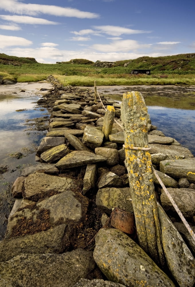 Isle Of Gigha Scotland Rocky Shoreline And Wharf Canvas Art - John Short Design Pics (24 x 34)