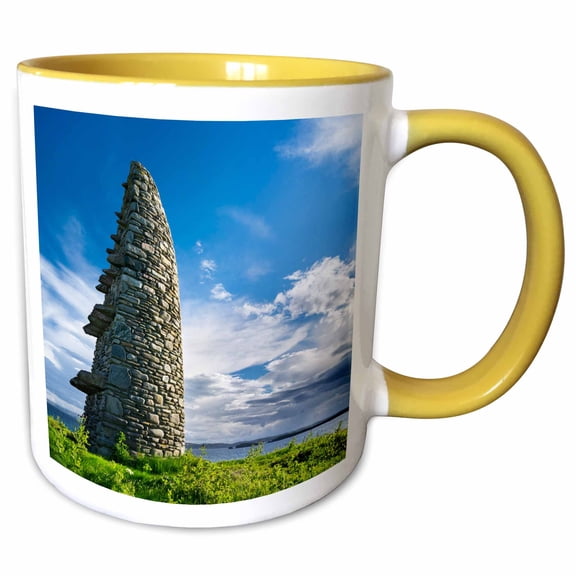 3drose, Isle of Lewis, Land Raiders Monument. Scotland, 11oz Two-tone Yellow Mug