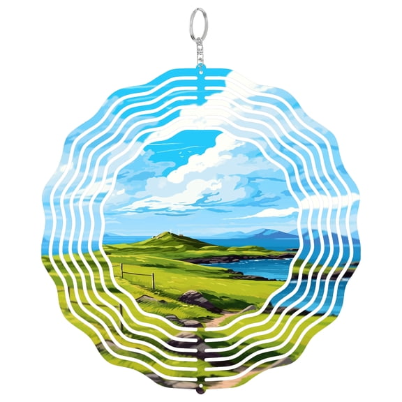 Isle Of Scalpay Scotland Lighthouse 3D Wind Spinner Stainless Steel Hanging Ornament Garden Decor Hebrides Gift