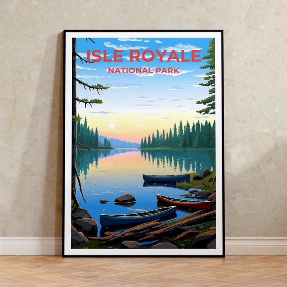 Isle Royale Michigan Lake Nature Wall Art Decor Unframed Paper Print