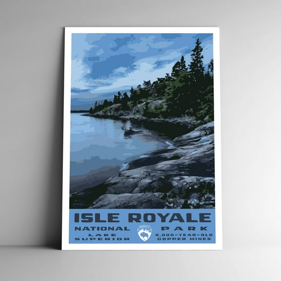 Isle Royale National Park Vintage Travel Poster / Postcard WPA Style Retro Michigan