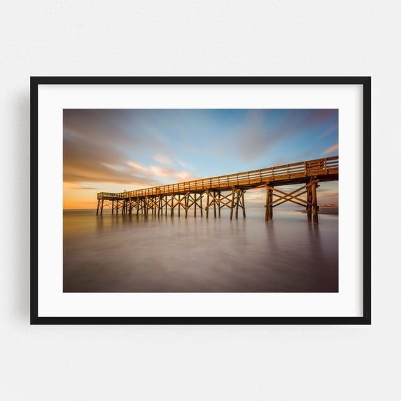 Isle of Palms Pier - Charleston South Carolina Photography Black Framed Wall Art Print 30 x 40 inches