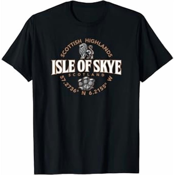 Isle of Skye Scotland Highlands Coordinates Label 2 Color T-Shirt