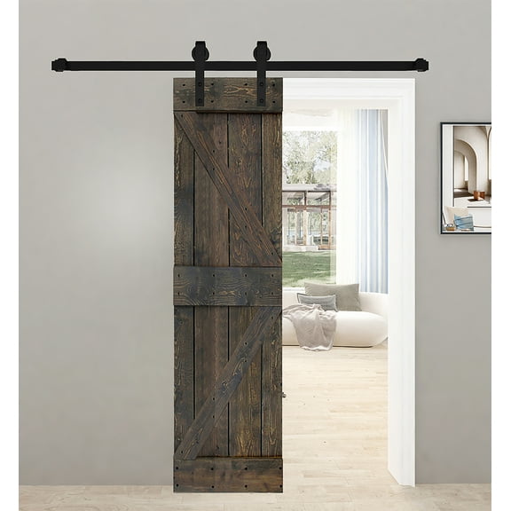 Islife K Style Series 24in.X 84in.Smoky Gray Finished DIY Solid Wood Sliding Barn Door Slab