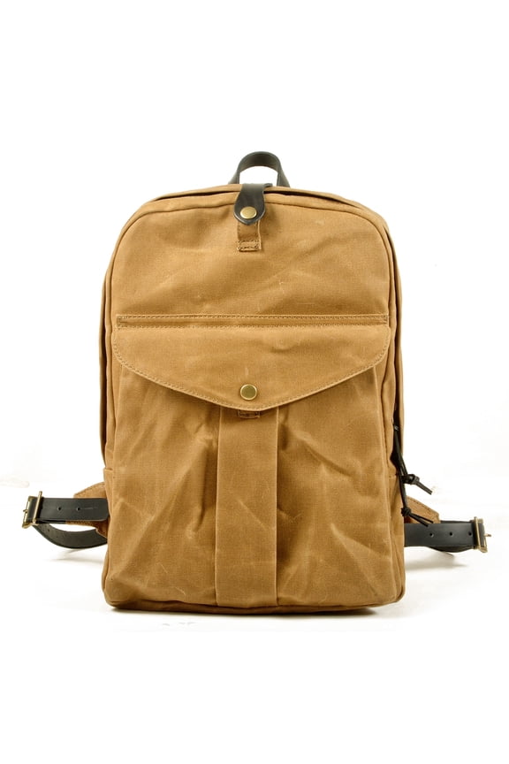Water Resistant Waxed Canvas & Leather Backpack, Travel Rucksack with Back Panel, Fits 14" Laptop