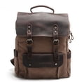 thumbnail image 1 of Ismart Vintage Leather Backpack with Canvas 14.9" Laptop Bag Travel Hiking Shoulder Daypacks COFFEE, 1 of 1