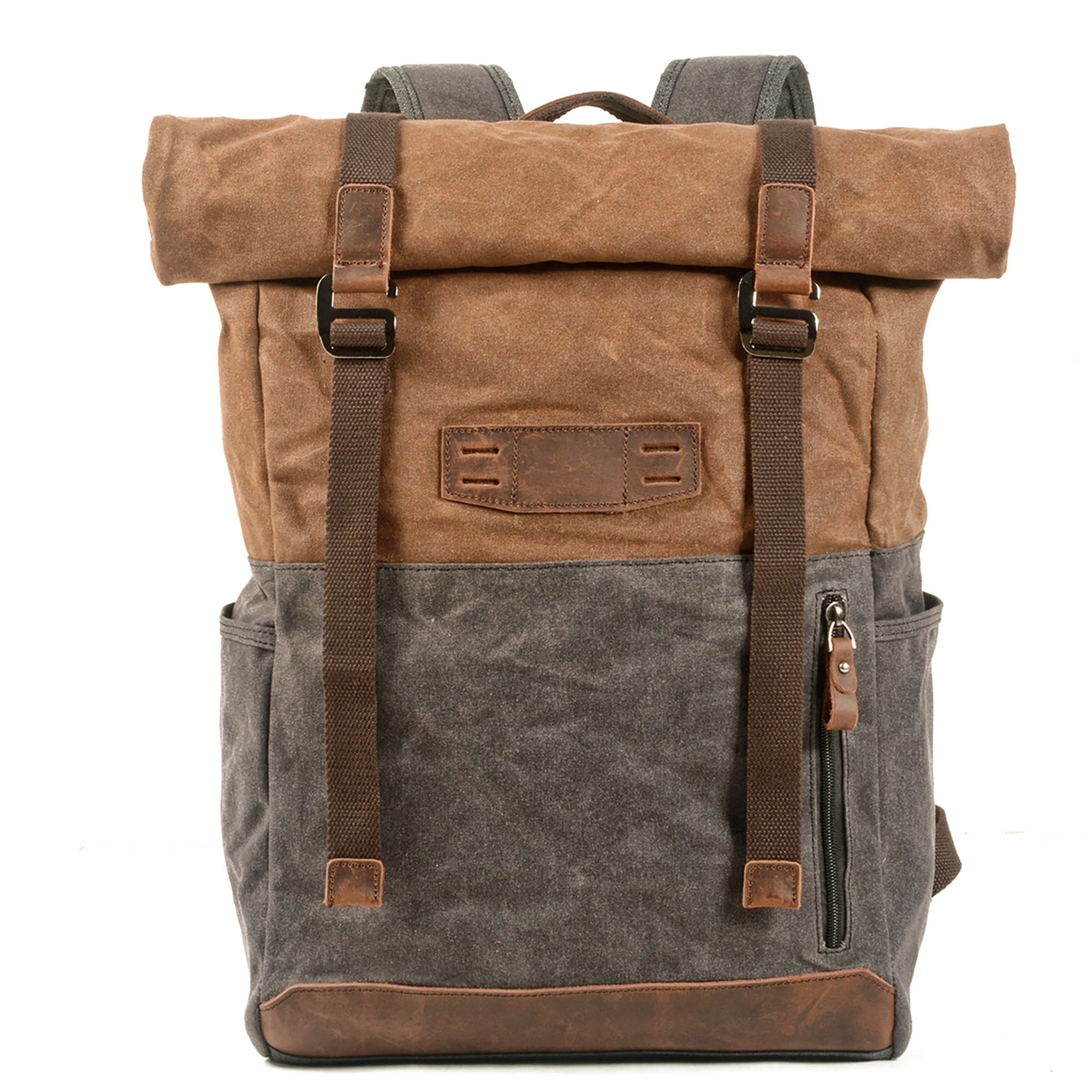 canvas rutsack backpack true leather Travel - Laptop Khaki / Coffee / Army Green / Grey / Black Features Ismart Waxed Canvas Backpack, Roll-Top