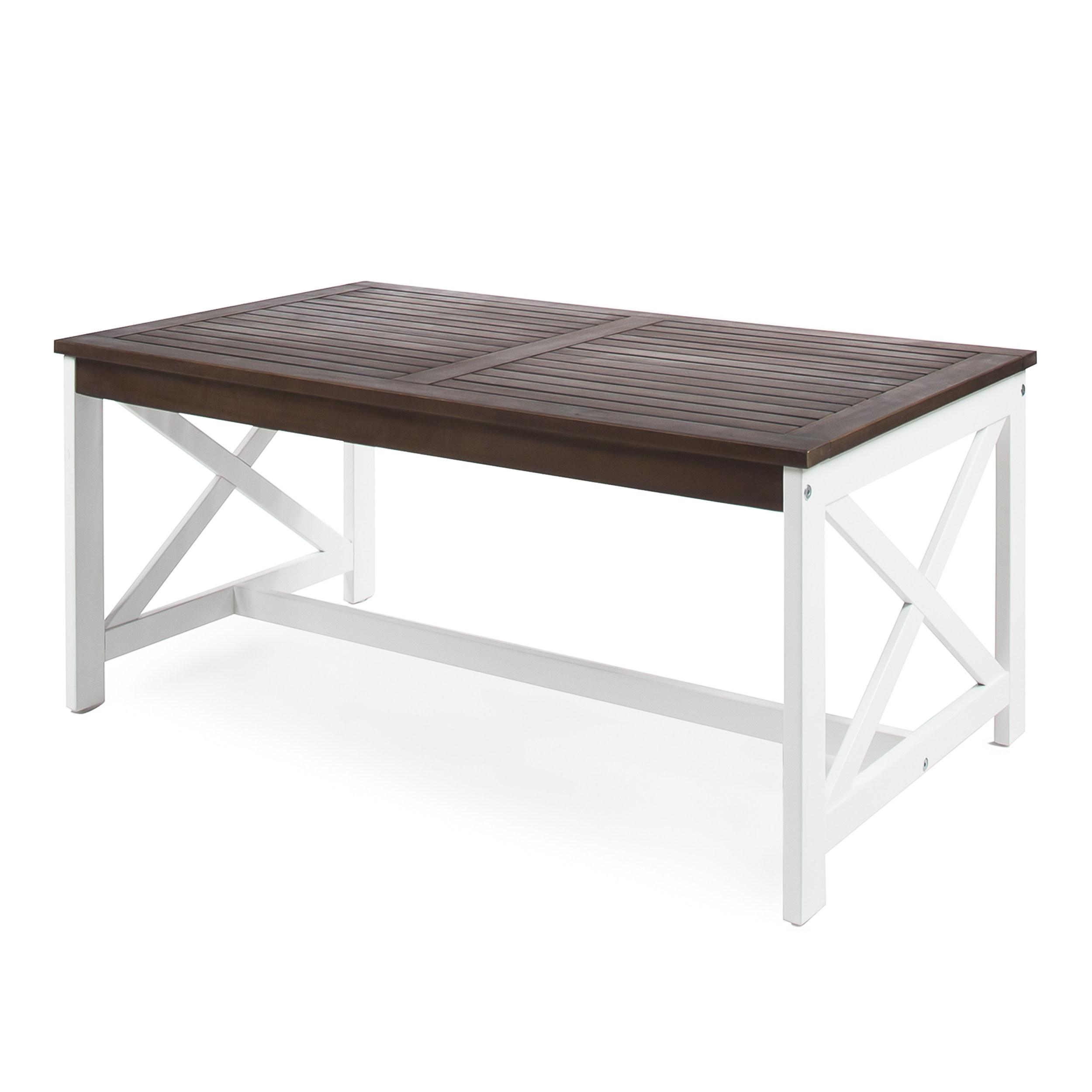 Ismus Outdoor Acacia Wood Coffee Table with a White Base, Dark Brown - image 1 of 9
