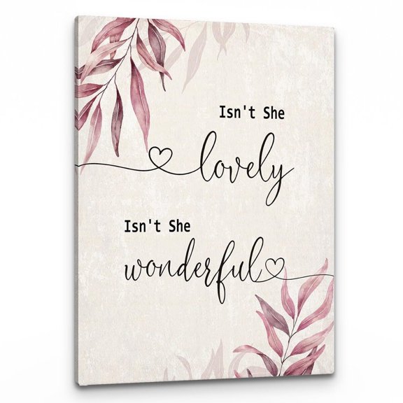 Isn' T She Lovely Nursery Wall-Art, Girl Sign, Girl Nursery Decor, Boho Nursery Girls Room Decorations Print Framed Canvas Artwork For Home Girl Nursery Decor