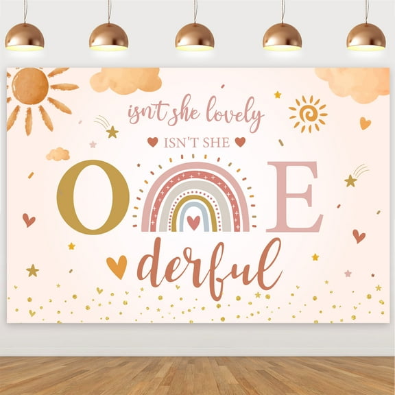 Isn't She Lovely Isn't She Onederful Backdrop Decorations, Boho First Birthday Decorations for Girl with Backdrop Supplies