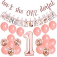 thumbnail image 1 of Isn't She Onederful Birthday Decoration, 1st Birthday Decorations for Girls Rose Gold with isn't She Onederful Glitter Banner, Newborn to 12 Months Photo Banner, Number 1 Foil Balloon, 1 of 5