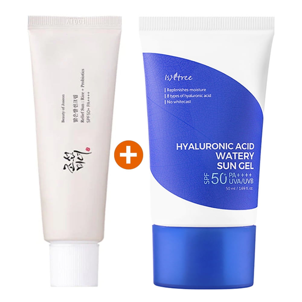 Isntree Hyaluronic Acid Sun Gel + Beauty of Joseon Relief Sun Cream, 2
