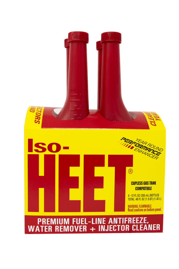 Iso-HEET Water Remover & Premium Fuel Line Antifreeze + Injector Cleaner, 12 oz Each, Pack of 4, Safe for Gas and Diesel Engines