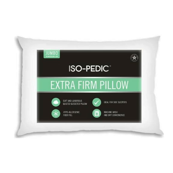 Iso-Pedic Extra Firm Density Pillow for Sleeping Hypo-Allergenic Jumbo Size 18.5"x26.5"