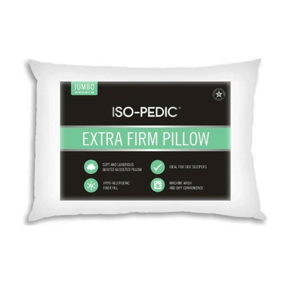 Iso-Pedic Extra Firm Density Pillow for Sleeping Hypo-Allergenic Jumbo Size 18.5"x26.5"