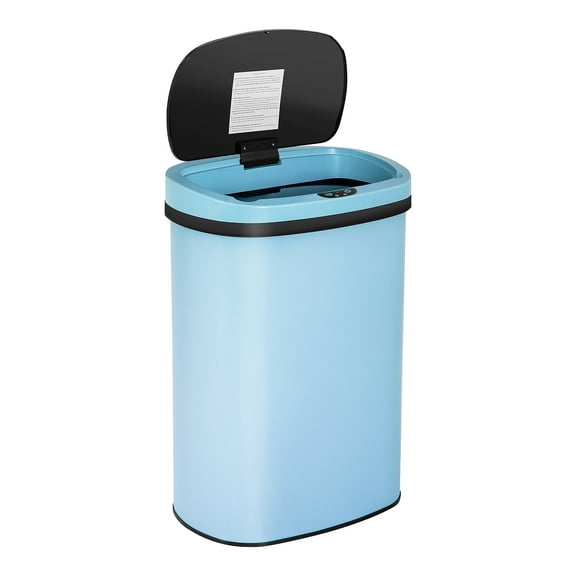 Iso Stainless Steel 13 Gal. Motion Sensor Automatic Trash Can, Blue