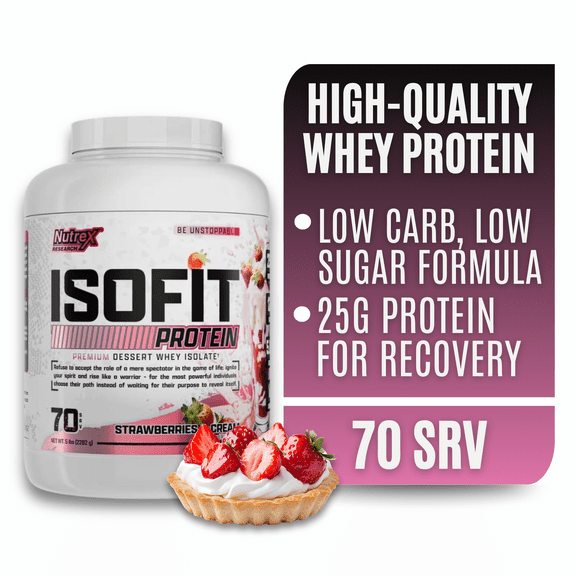Nutrex Research IsoFit Strawberries and Cream Whey Protein Isolate Powder 70 Servings