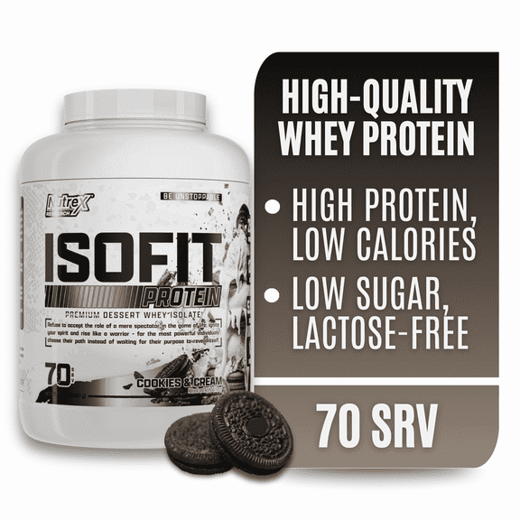 Nutrex Research IsoFit Cookies and Cream Whey Protein Isolate Powder 70 Servings