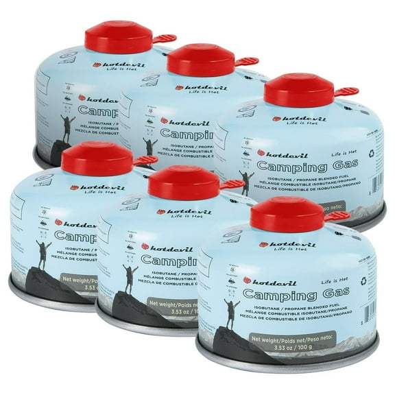 Isobutane Fuel Canister - Butane Propane Blend - 100g (6 Pack) - Camping Stove Fuel - All Season, High Performance, Universal Fit