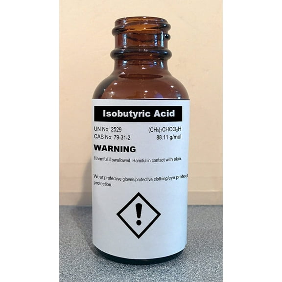 Isobutyric Acid High Purity Reagent 30mL (1 fl oz) in Glass Bottle