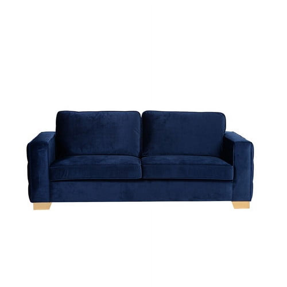Isola Sofa, Blue Velvet with Gold Metal Legs