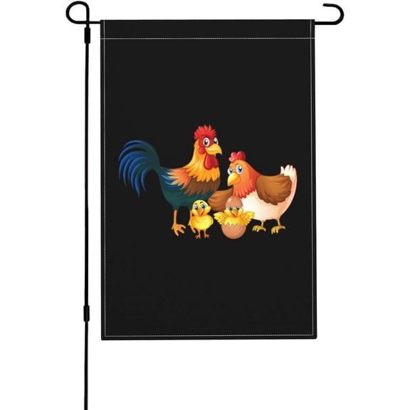 Isolated Farm Chickens Garden Flag 12x18 Inch Double Sided Burlap Small Outdoor Indoor Yard Welcome Decoration