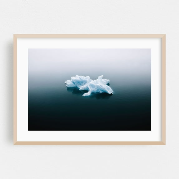 Isolated Serenity - Iceland Photography Ocean Minimalist Nature Winter Seascape Wilderness Oak Framed Wall Art Print 16 x 24 inches