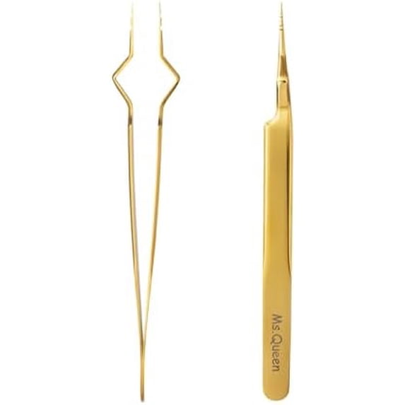 Isolation Tweezers for Eyelash Extensions,V-Groove Design Precision Tips Isolation Eye Lash Tweezers,Easy to Use Application Tools for Lash Artist,Gold