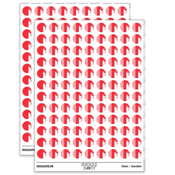 Isometric Book Shelf Storage Furniture Bookshelf 200+ Round Stickers - Matte Finish - 0.50" Size - Red