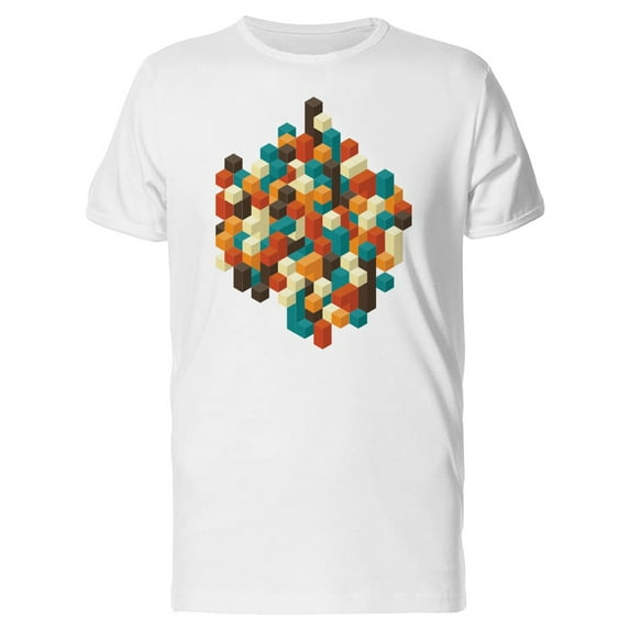 Isometric Squares Multiple Color T-Shirt Men -Image by Shutterstock, Male 3X-Large