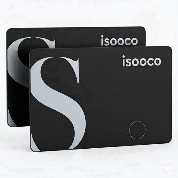 isooco Dual System Rechargeable Smart Wallet Tracking Card, Ios and Android Compatible, Item Tracker 2Pcs