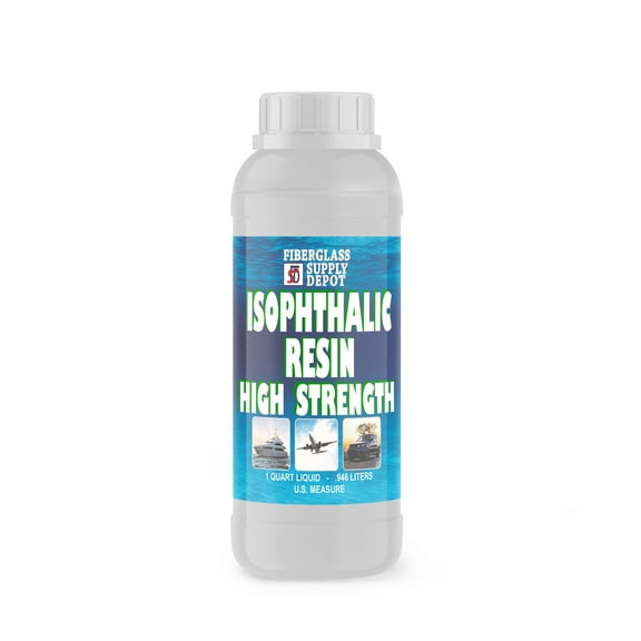Isophthalic High Strength Resin for laminating fiberglass matt, bi-axle, cloth: One Quart W/ 15CC MEKP Hardener