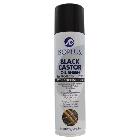 Isoplus Black Castor Oil Sheen Spray with Coconut Oil, 9 Oz., Pack of 3