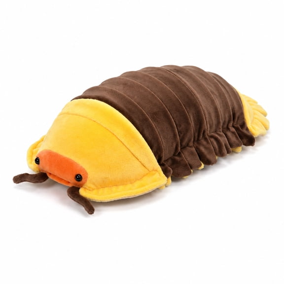 Isopod Plush Toy, Realistic Segmented Shell Design with Yellow Sections and Soft Stuffed Body, 12.99 x 5.91 x 4.33 in, Gift for Animal Lovers