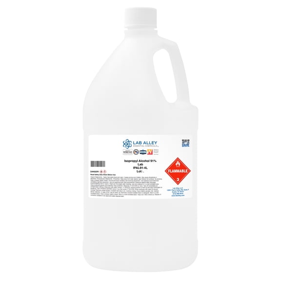 Lab Alley Isopropyl Alcohol 91% Lab Grade, Rubbing Alcohol Solvent, 1 Gallon