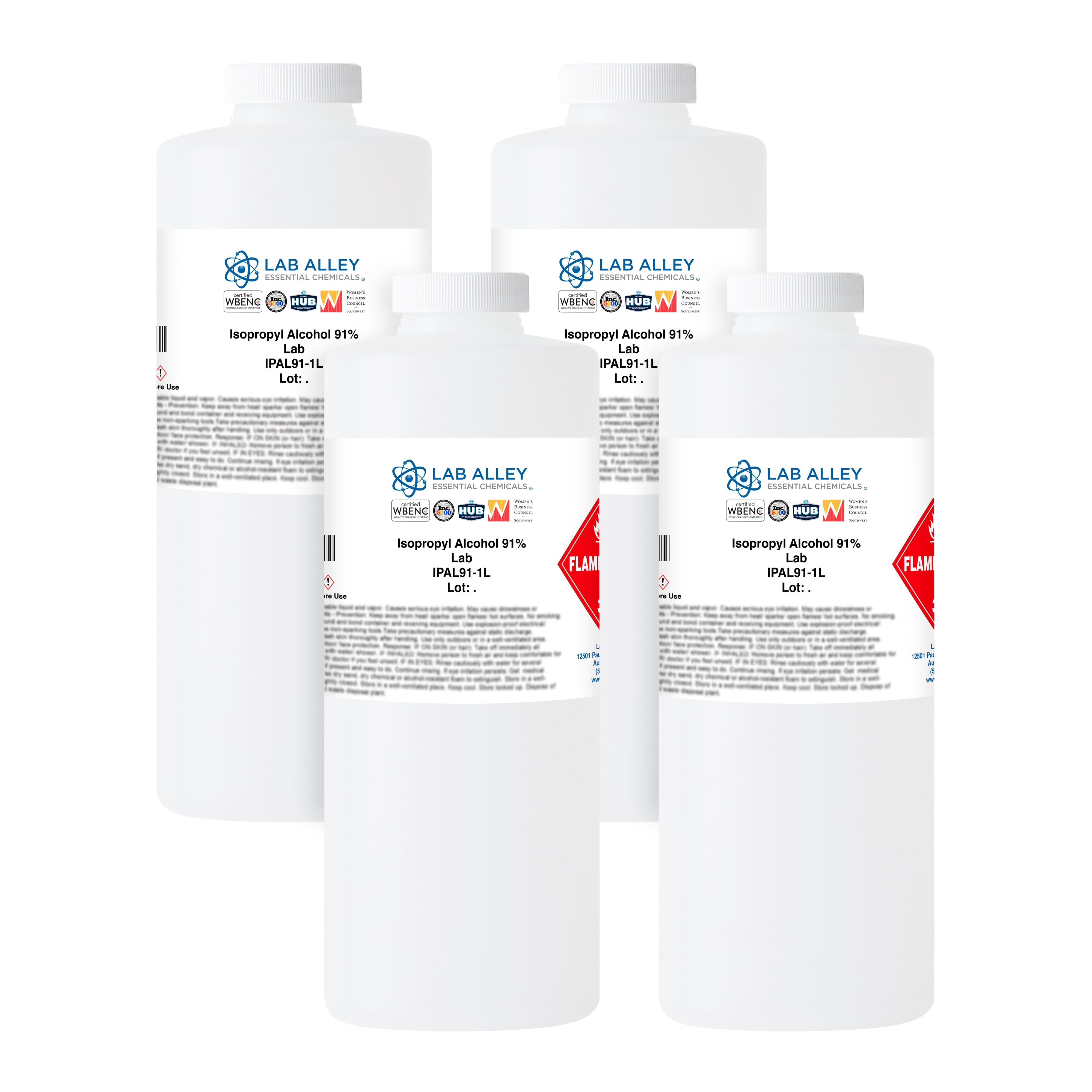 Lab Alley Isopropyl Alcohol 91% Lab Grade, Rubbing Alcohol Solvent, 4 ...
