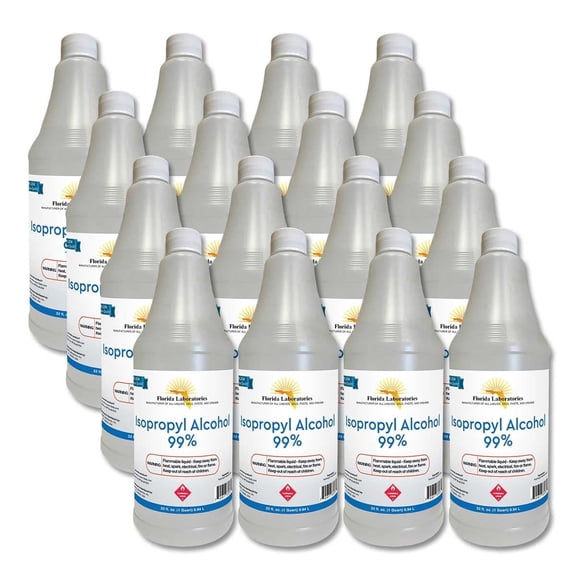 Isopropyl Alcohol, 99%, Pure, 16 Bottle Quarts, 4 Gallon, Anhydrous, Great All-Purpose