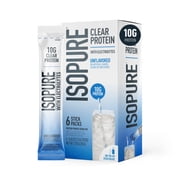 Isopure Clear Protein Powder with Electrolytes, Unsweetened Stick Pack, 6 Count