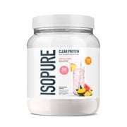 Isopure Clear Low Carb 100% Whey Protein Isolate Powder, Tropical Punch, 20g Protein, for Muscle Growth & Recovery, 14 Servings