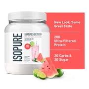 Isopure Clear Low Carb 100% Whey Protein Isolate Powder, Watermelon Lime, 20g Protein, About 16 Servings